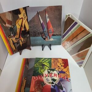 Vintage 80's Wilson Jones Binder 1984 Pocket Folders (5) Surfer Racer, U. Studio